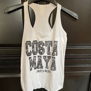 Costa Maya White Tank with Black Writing-Size Small